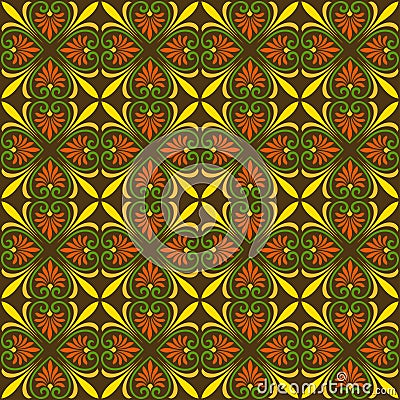 Decorative seamless floral pattern, classic art. Swatch included. Vector Illustration