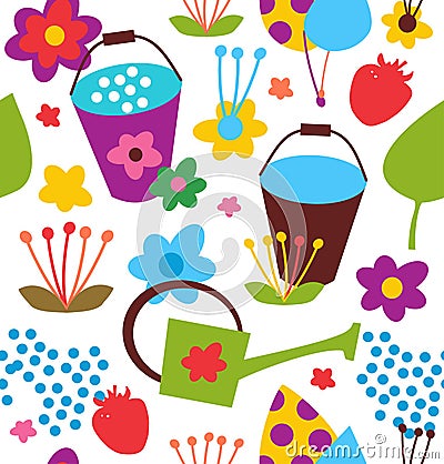 Decorative seamless garden pattern. Summer colorful background Stock Photo