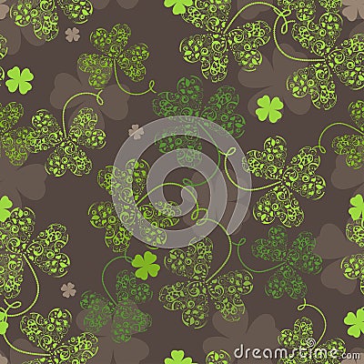 Decorative seamless with green trefoil Vector Illustration