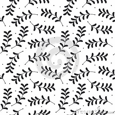 Decorative seamless pattern with plants isolated on white background Vector Illustration