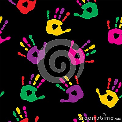 Decorative seamless template with handprints Vector Illustration