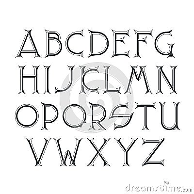 Decorative serif latin font. Vector Illustration