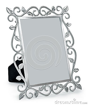 Decorative silver metal frame Stock Photo