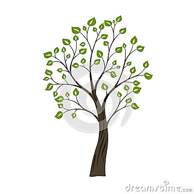 Decorative simple tree. Green nature logo concept Vector Illustration