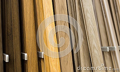 Decorative skirting boards in a construction shop Stock Photo