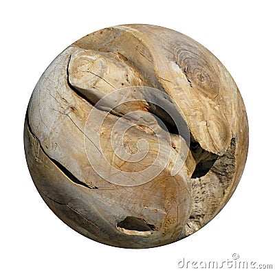 A Decorative Smooth Round Wooden Root Ball. Stock Photo