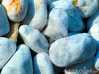 Decorative smooth white river stone bouders in closeup view. Stock Photo