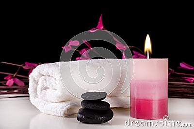 Tranquil Spa Retreat: Aromatherapy Candle and Relaxation Stock Photo