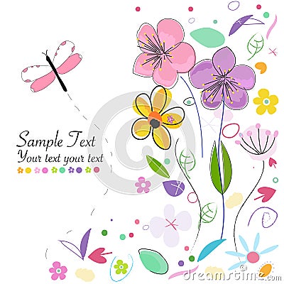 Decorative springtime abstract background greeting card Vector Illustration