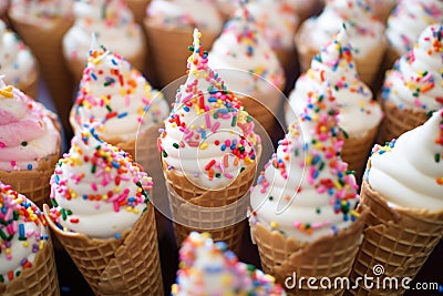 decorative sprinkles on ice cream cones Stock Photo