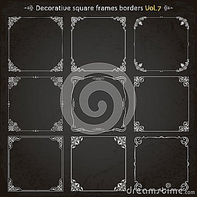 Decorative square frames and borders set 7 vector Vector Illustration