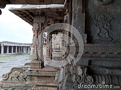 Decorative staircase and entrance of Krishna Temple at hampi Editorial Stock Photo