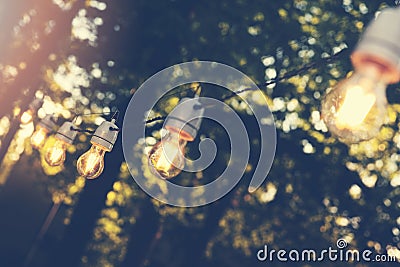 decorative string lights for outdoor party Stock Photo