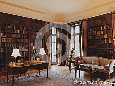 The decorative study room inside The Mount Editorial Stock Photo