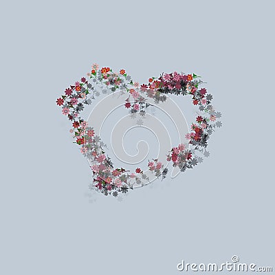 Decorative sweet heart composed of small flowers Stock Photo