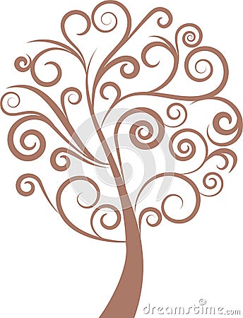 Decorative swirl floral tree, vector Vector Illustration