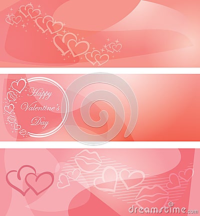 Decorative templates with hearts for saint valentine day events - vector set of rosy banners Vector Illustration