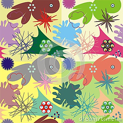 Decorative tile with microorganism Vector Illustration