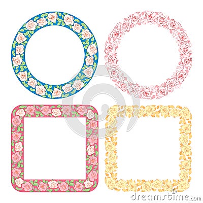 Decorative vector frames with flowers - ornament with roses Vector Illustration