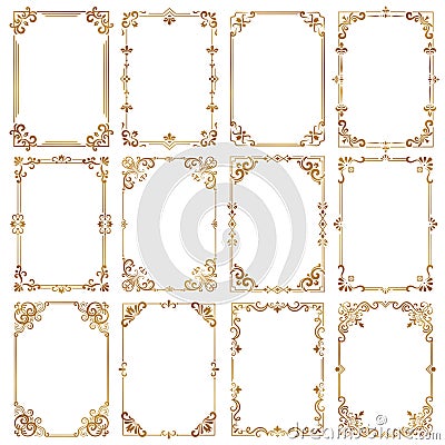 Decorative vintage frames. Certificate ornamental borders royal elegant calligraphic style vector collection Vector Illustration