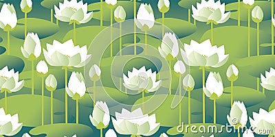 Decorative water lily seamless pattern for background Vector Illustration