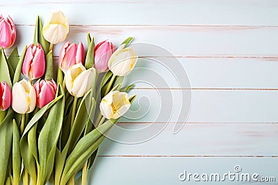 Decorative web banner Tulip border with copy space frame composition Stock Photo