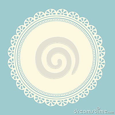 Decorative White lace Doilies. Openwork round frame on a background. Vector Illustration