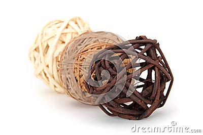 A decorative wicker wooden balls Stock Photo