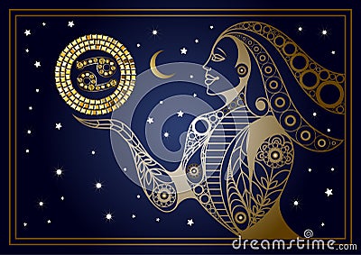 Decorative woman with the sign of the zodiac 2 Vector Illustration
