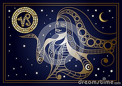 Decorative woman with the sign of the zodiac 9 Vector Illustration