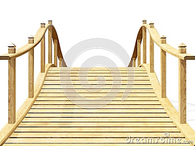 Decorative wooden bridge isolated on a white background. 3d rendering Stock Photo