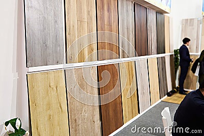 Decorative wooden panels in store Editorial Stock Photo