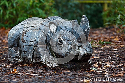 Decorative wooden rhino Stock Photo