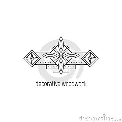 Decorative woodwork line icon Vector Illustration