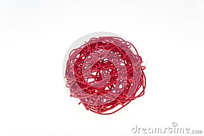 Decorative woven wicker or rattan red ball Stock Photo
