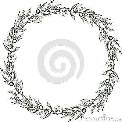 Decorative wreath from sketches laurel branches Vector Illustration