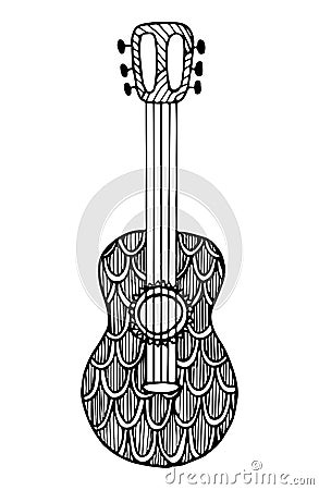 Decorative zentangle guitar Vector Illustration