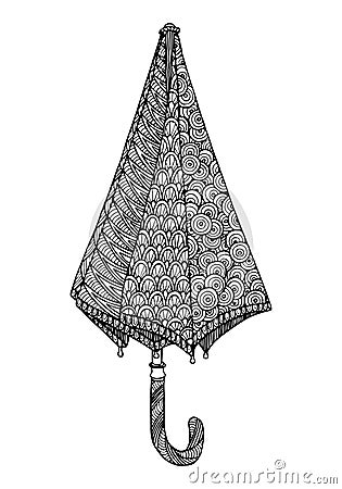 Decorative zentangle umbrella Vector Illustration