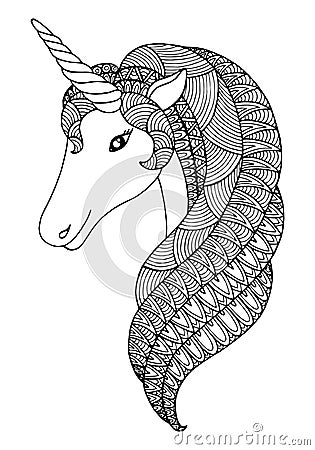 Decorative zentangle unicorn Vector Illustration