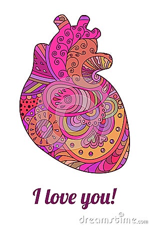 Decorative zentangle Valentine Vector Illustration