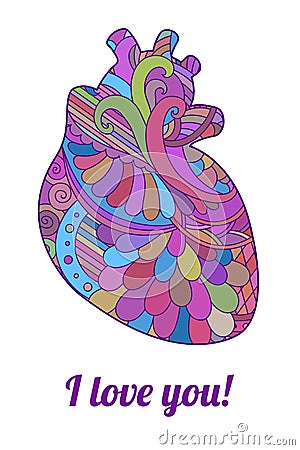 Decorative zentangle Valentine Vector Illustration