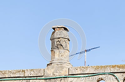 A decoratively decorated chimney on the roof of a house near the Lion Gate in Jerusalem, Israel Editorial Stock Photo