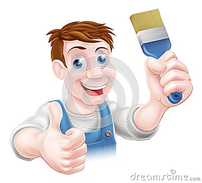 Decorator holding paintbrush Vector Illustration