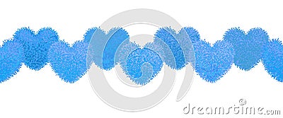 Decortive elements with pom-poms in the shape of a heart Vector Illustration