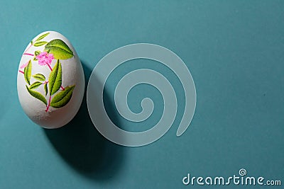 Decoupage Easter egg, with flowered paper napkins above view Stock Photo