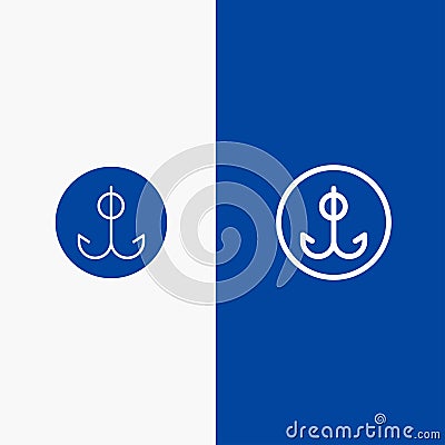 Decoy, Fishing, Hook, Sport Line and Glyph Solid icon Blue banner Line and Glyph Solid icon Blue banner Vector Illustration