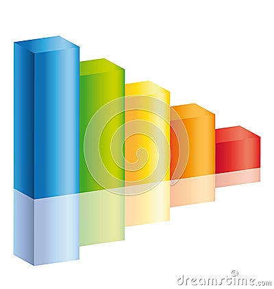 Decrease colorful stick diagram icon Vector Illustration
