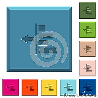 Decrease left indentation of content engraved icons on edged square buttons Stock Photo