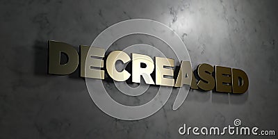 Decreased - Gold text on black background - 3D rendered royalty free stock picture Stock Photo