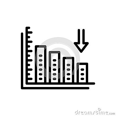 Black line icon for Decreased, reduced and loss Vector Illustration